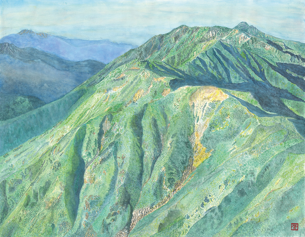 弓折岳稜線と笠ヶ岳(夏)