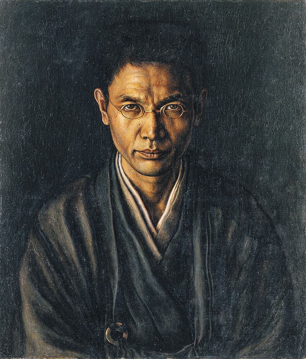 髙島野十郎《絡子をかけたる自画像》画像